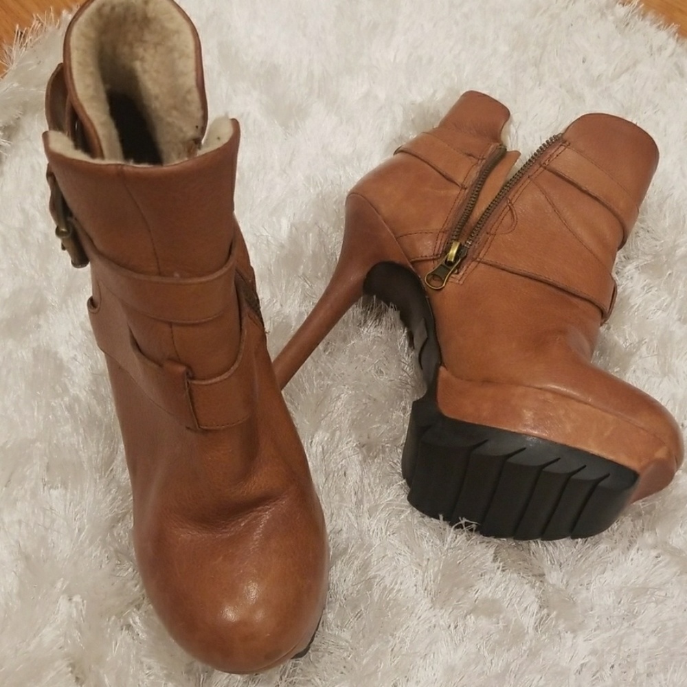 Sam Edelman cotton fur lined platform booties